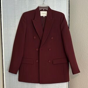 Women’s Chic Burgundy Double-Breasted Blazer